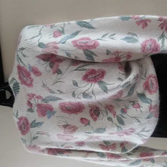 Vintage Floral Muckneck Sweater Silk & Angora Lambswool Small - Picture 2 of 12